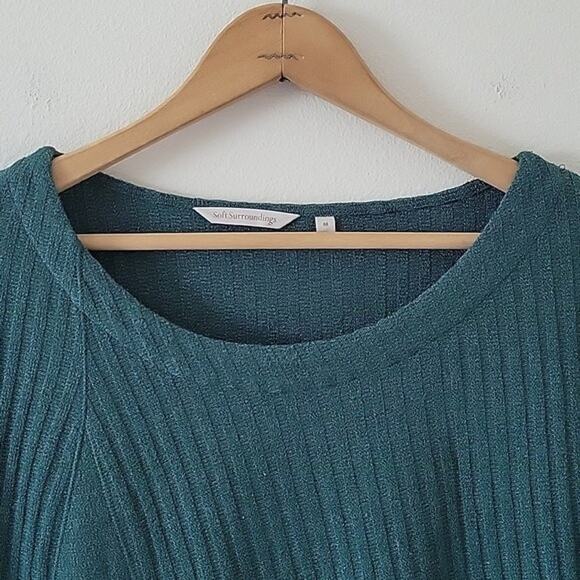 Soft Surroundings Green Ribbed Tunic Sweater Size Medium M - Picture 2 of 6